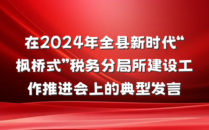 在2024年全县新时代“枫桥式”税务分局所建设工作推进会上的典型发言