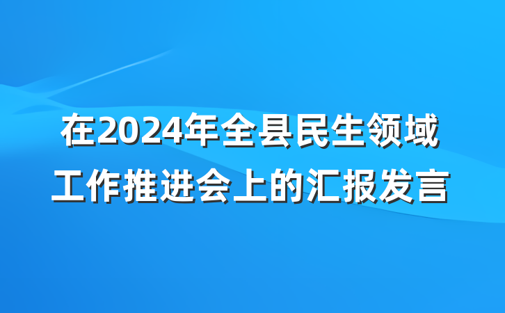 在2024年全县民生领域工作推进会上的汇报发言