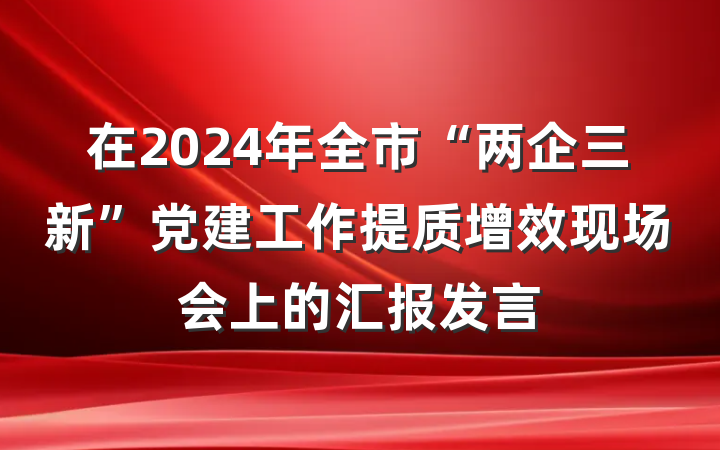 在2024年全市“两企三新”党建工作提质增效现场会上的汇报发言
