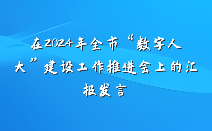 在2024年全市“数字人大”建设工作推进会上的汇报发言