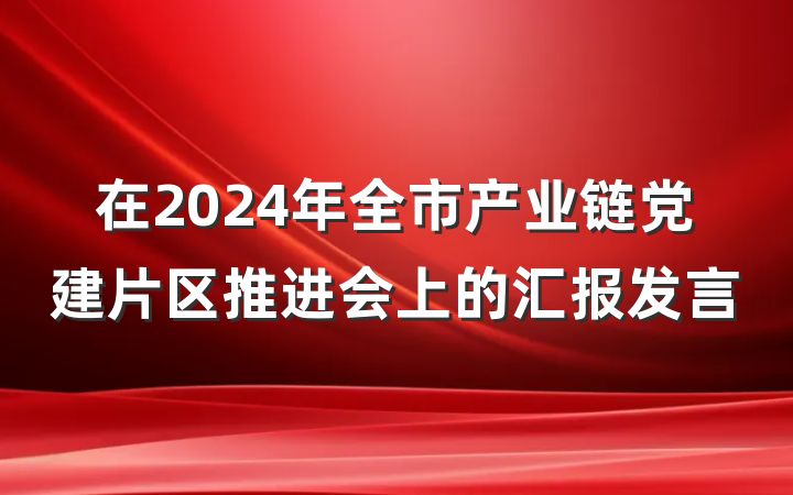 在2024年全市产业链党建片区推进会上的汇报发言