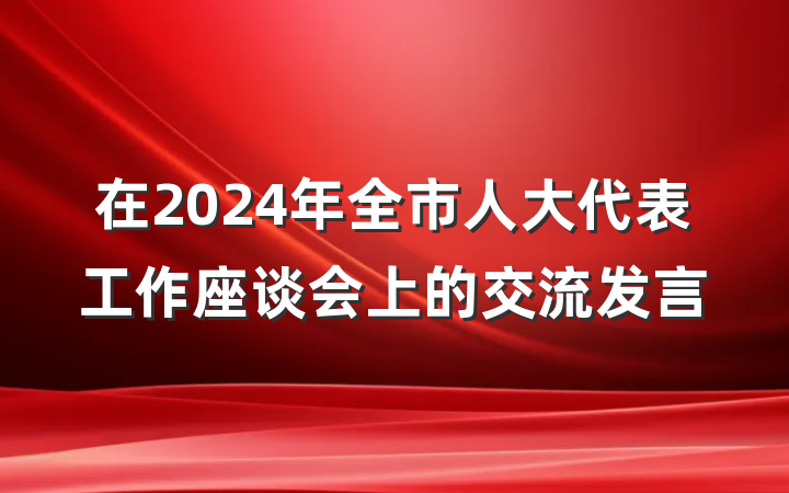 在2024年全市人大代表工作座谈会上的交流发言