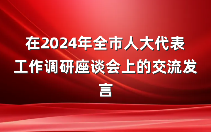 在2024年全市人大代表工作调研座谈会上的交流发言