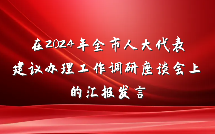 在2024年全市人大代表建议办理工作调研座谈会上的汇报发言