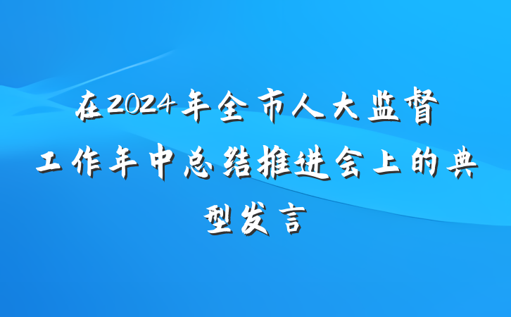 在2024年全市人大监督工作年中总结推进会上的典型发言