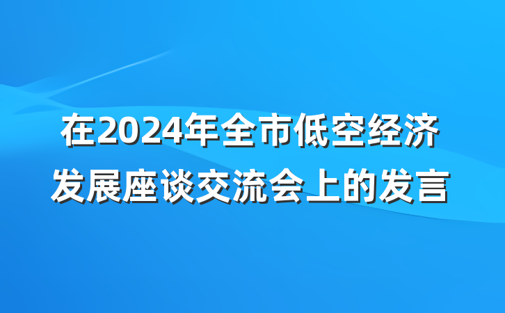 在2024年全市低空经济发展座谈交流会上的发言
