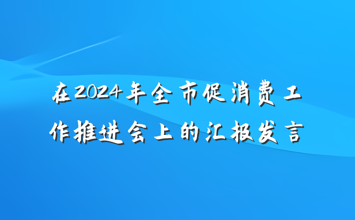 在2024年全市促消费工作推进会上的汇报发言