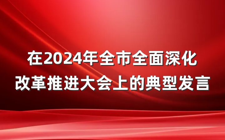 在2024年全市全面深化改革推进大会上的典型发言