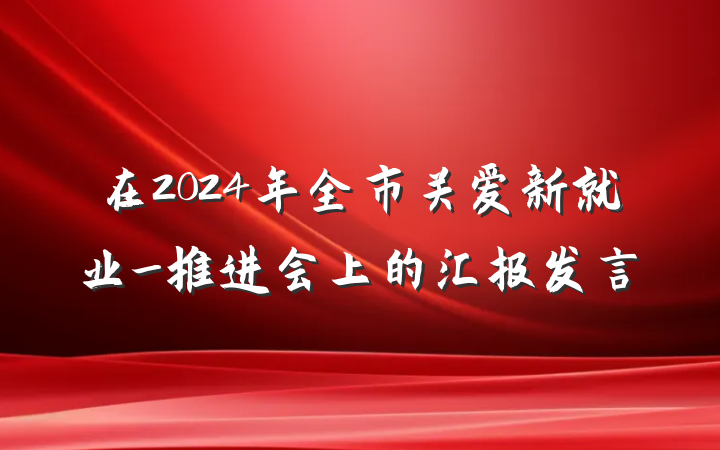 在2024年全市关爱新就业_推进会上的汇报发言