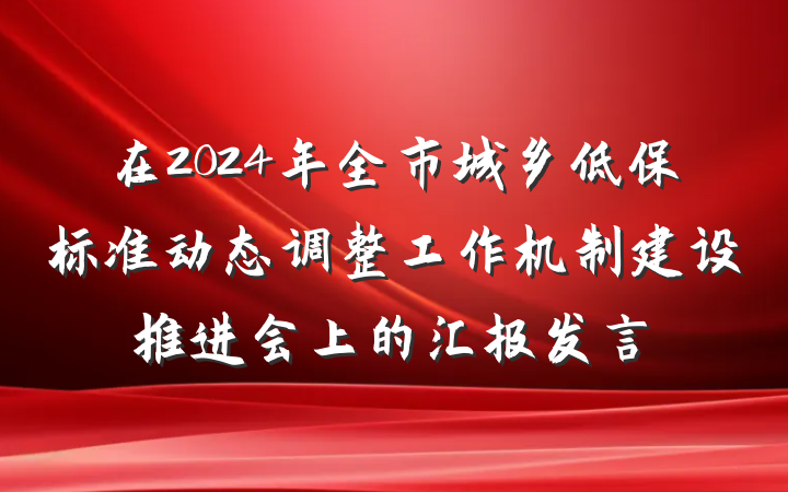 在2024年全市城乡低保标准动态调整工作机制建设推进会上的汇报发言