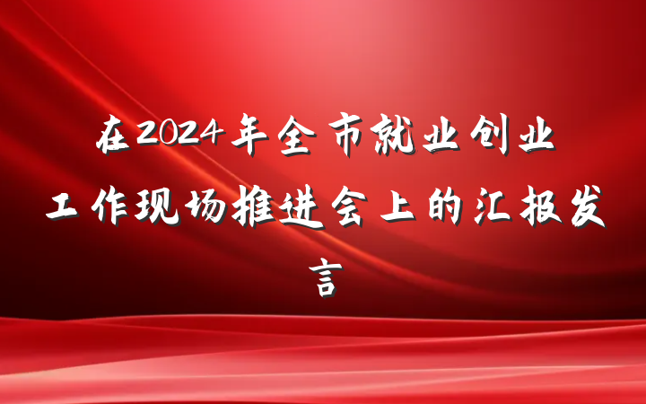 在2024年全市就业创业工作现场推进会上的汇报发言