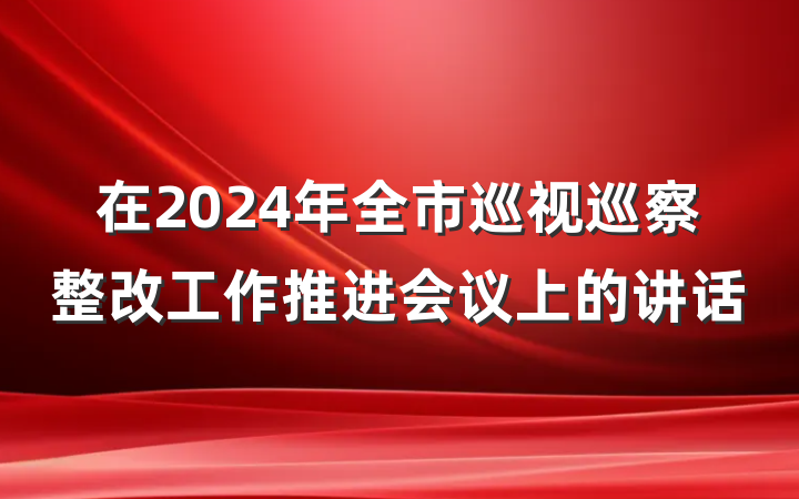 在2024年全市巡视巡察整改工作推进会议上的讲话
