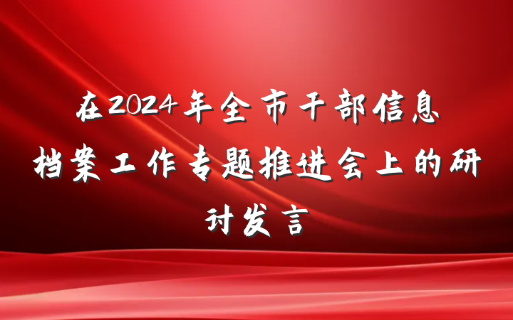 在2024年全市干部信息档案工作专题推进会上的研讨发言