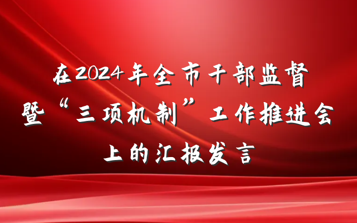 在2024年全市干部监督暨“三项机制”工作推进会上的汇报发言