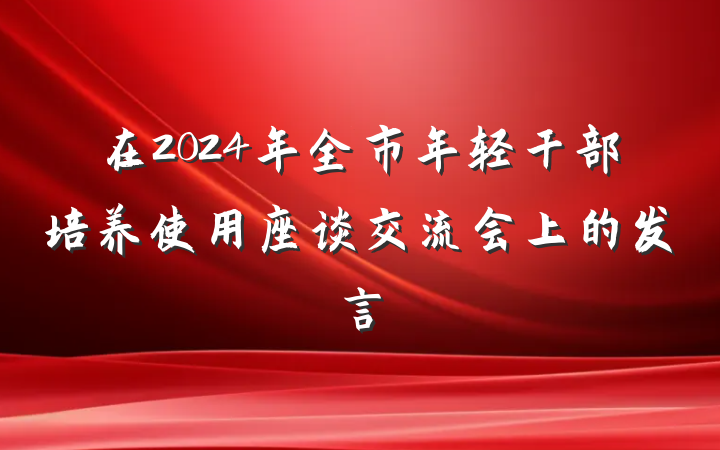 在2024年全市年轻干部培养使用座谈交流会上的发言