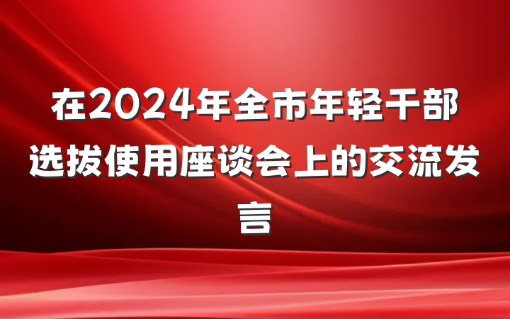 在2024年全市年轻干部选拔使用座谈会上的交流发言