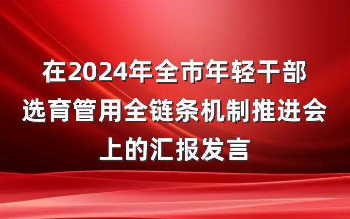 在2024年全市年轻干部选育管用全链条机制推进会上的汇报发言