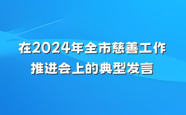 在2024年全市慈善工作推进会上的典型发言