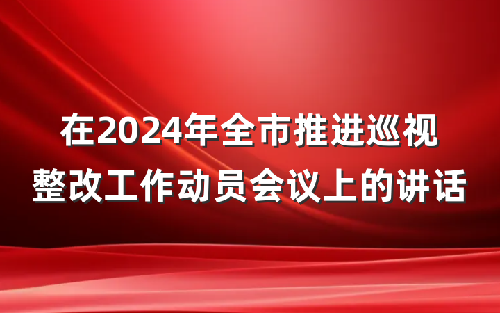 在2024年全市推进巡视整改工作动员会议上的讲话
