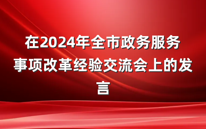 在2024年全市政务服务事项改革经验交流会上的发言