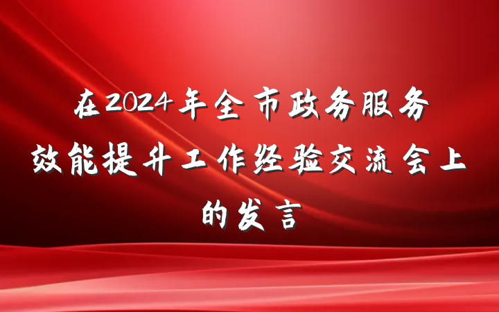 在2024年全市政务服务效能提升工作经验交流会上的发言