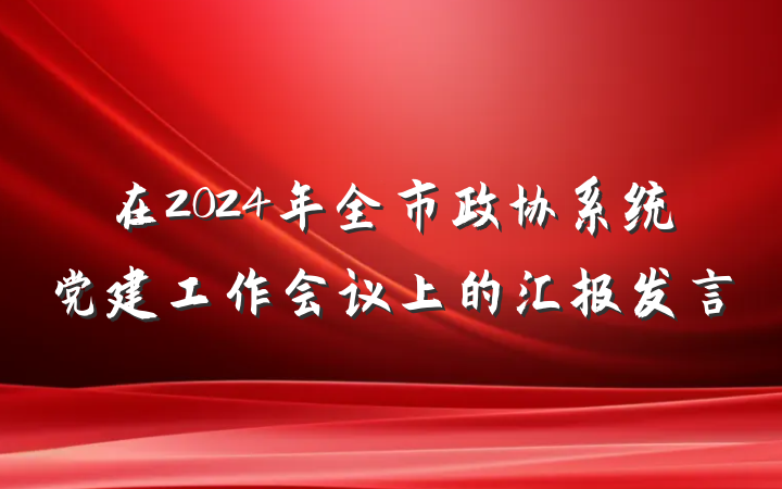 在2024年全市政协系统党建工作会议上的汇报发言