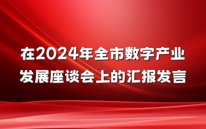在2024年全市数字产业发展座谈会上的汇报发言