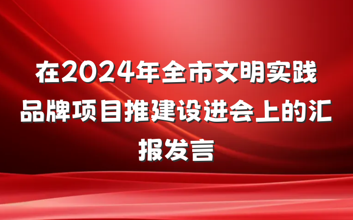 在2024年全市文明实践品牌项目推建设进会上的汇报发言