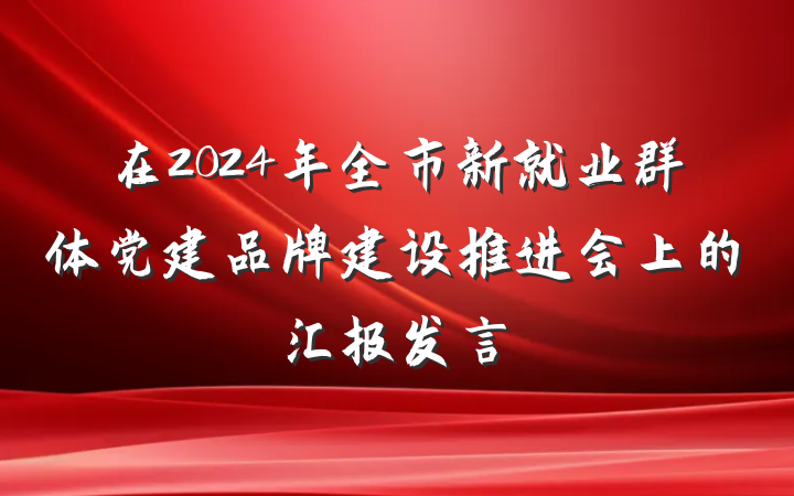在2024年全市新就业群体党建品牌建设推进会上的汇报发言