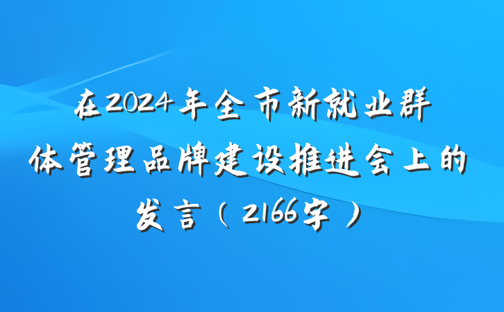 在2024年全市新就业群体管理品牌建设推进会上的发言（2166字）