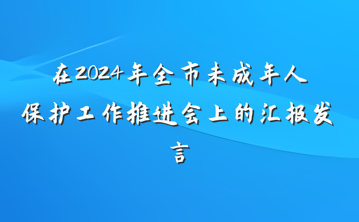 在2024年全市未成年人保护工作推进会上的汇报发言