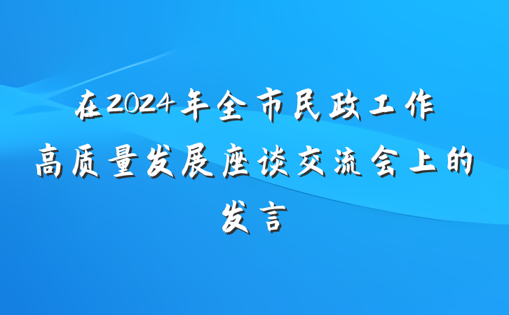 在2024年全市民政工作高质量发展座谈交流会上的发言