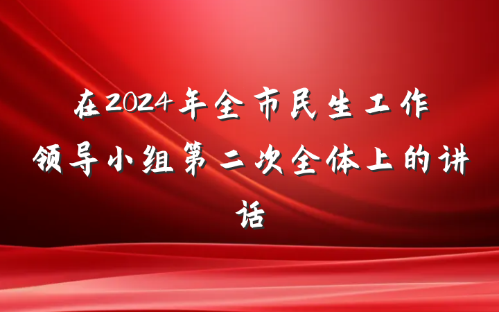 在2024年全市民生工作领导小组第二次全体上的讲话