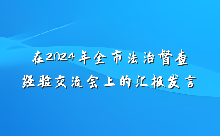 在2024年全市法治督查经验交流会上的汇报发言