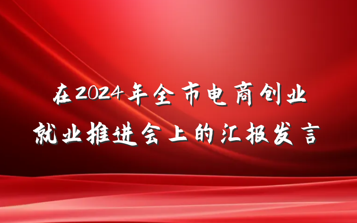 在2024年全市电商创业就业推进会上的汇报发言