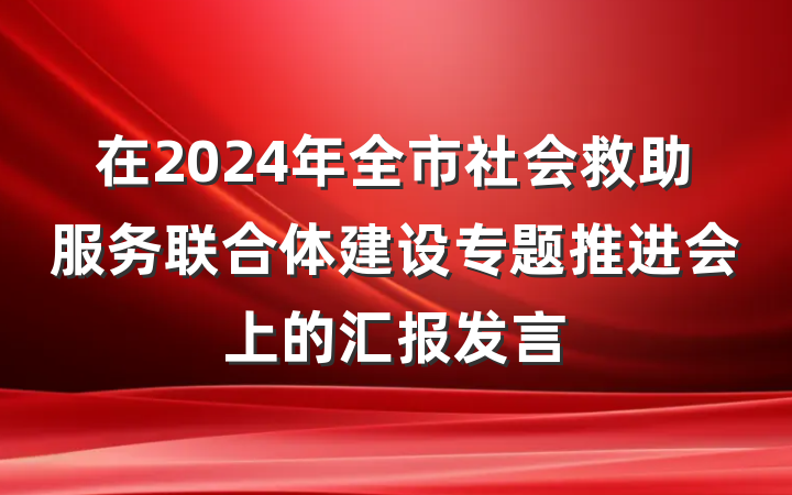 在2024年全市社会救助服务联合体建设专题推进会上的汇报发言