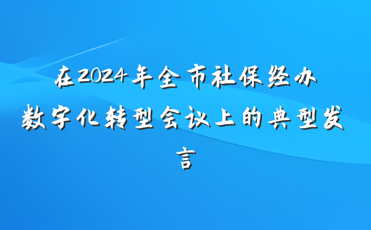 在2024年全市社保经办数字化转型会议上的典型发言