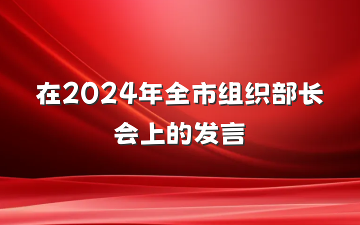 在2024年全市组织部长会上的发言
