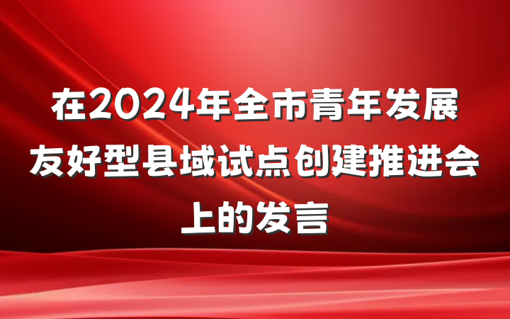 在2024年全市青年发展友好型县域试点创建推进会上的发言