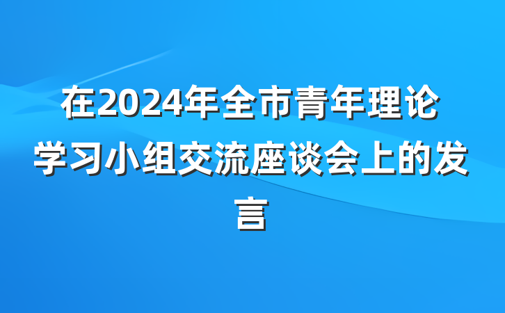 在2024年全市青年理论学习小组交流座谈会上的发言