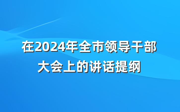 在2024年全市领导干部大会上的讲话提纲