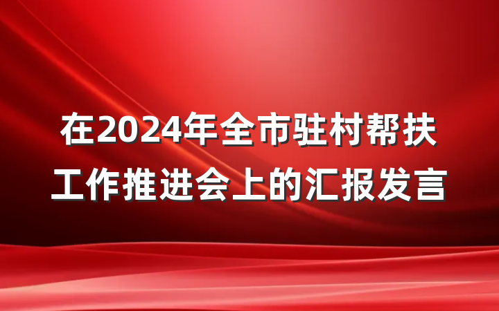 在2024年全市驻村帮扶工作推进会上的汇报发言