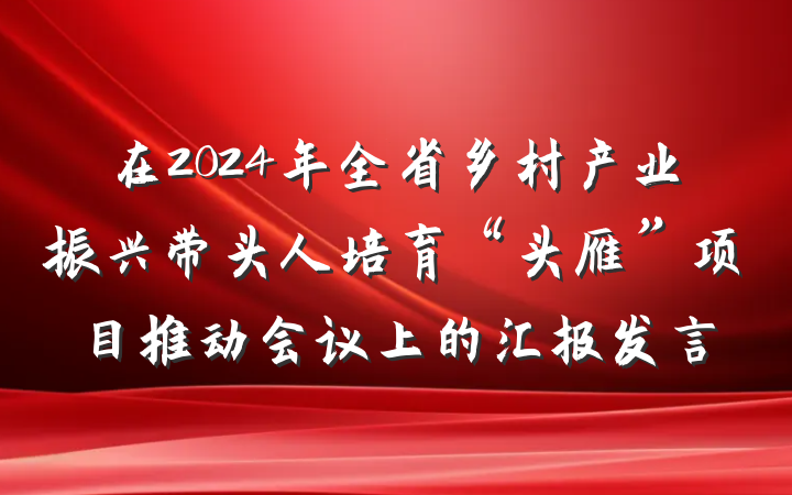 在2024年全省乡村产业振兴带头人培育“头雁”项目推动会议上的汇报发言