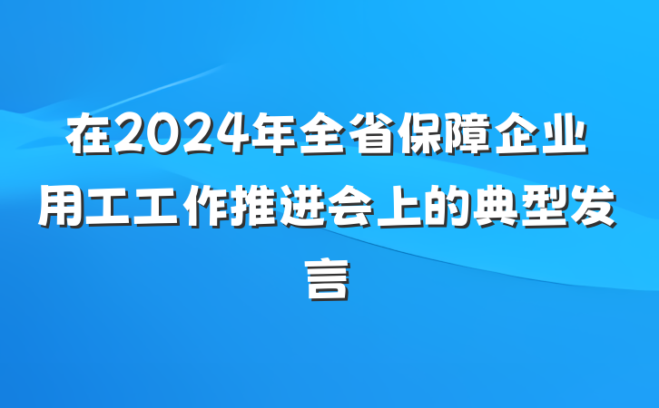 在2024年全省保障企业用工工作推进会上的典型发言