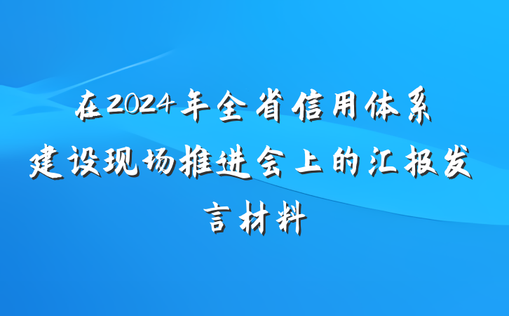 在2024年全省信用体系建设现场推进会上的汇报发言材料