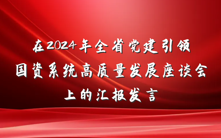 在2024年全省党建引领国资系统高质量发展座谈会上的汇报发言