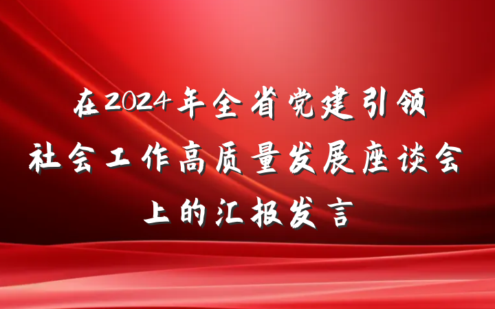 在2024年全省党建引领社会工作高质量发展座谈会上的汇报发言