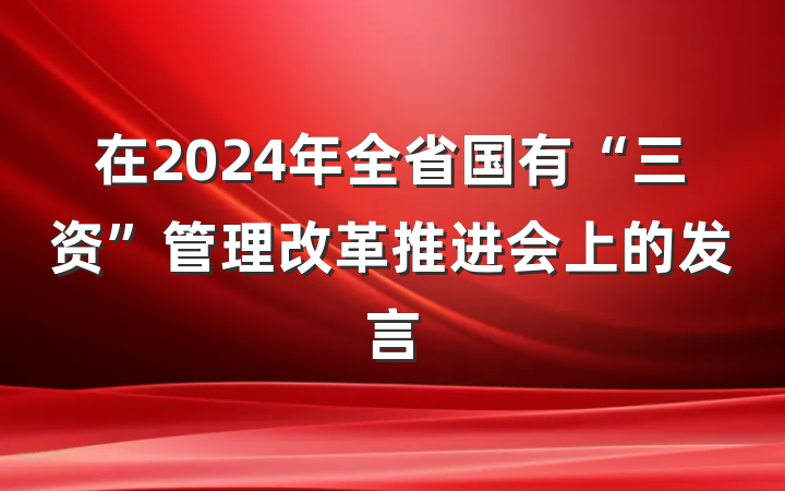 在2024年全省国有“三资”管理改革推进会上的发言