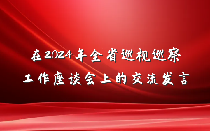 在2024年全省巡视巡察工作座谈会上的交流发言