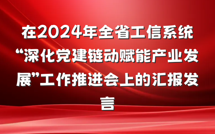 在2024年全省工信系统“深化党建链动赋能产业发展”工作推进会上的汇报发言